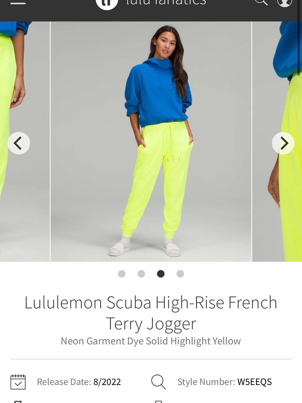 Lululemon Scuba High-Rise French Terry Jogger Highlight Yellow Size 2